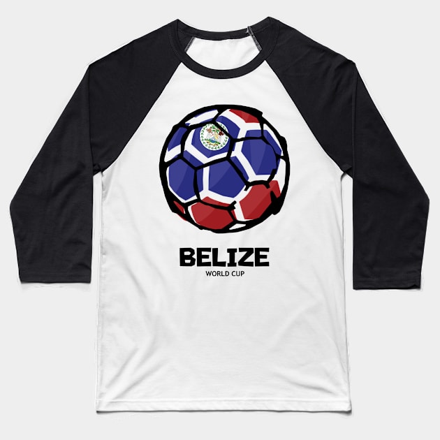 Belize Football Country Flag Baseball T-Shirt by KewaleeTee